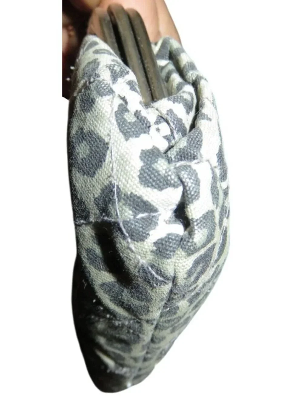 Deena & Ozzy Double Frame Vintage Kisslock Leopard Clutch coin purse pouch